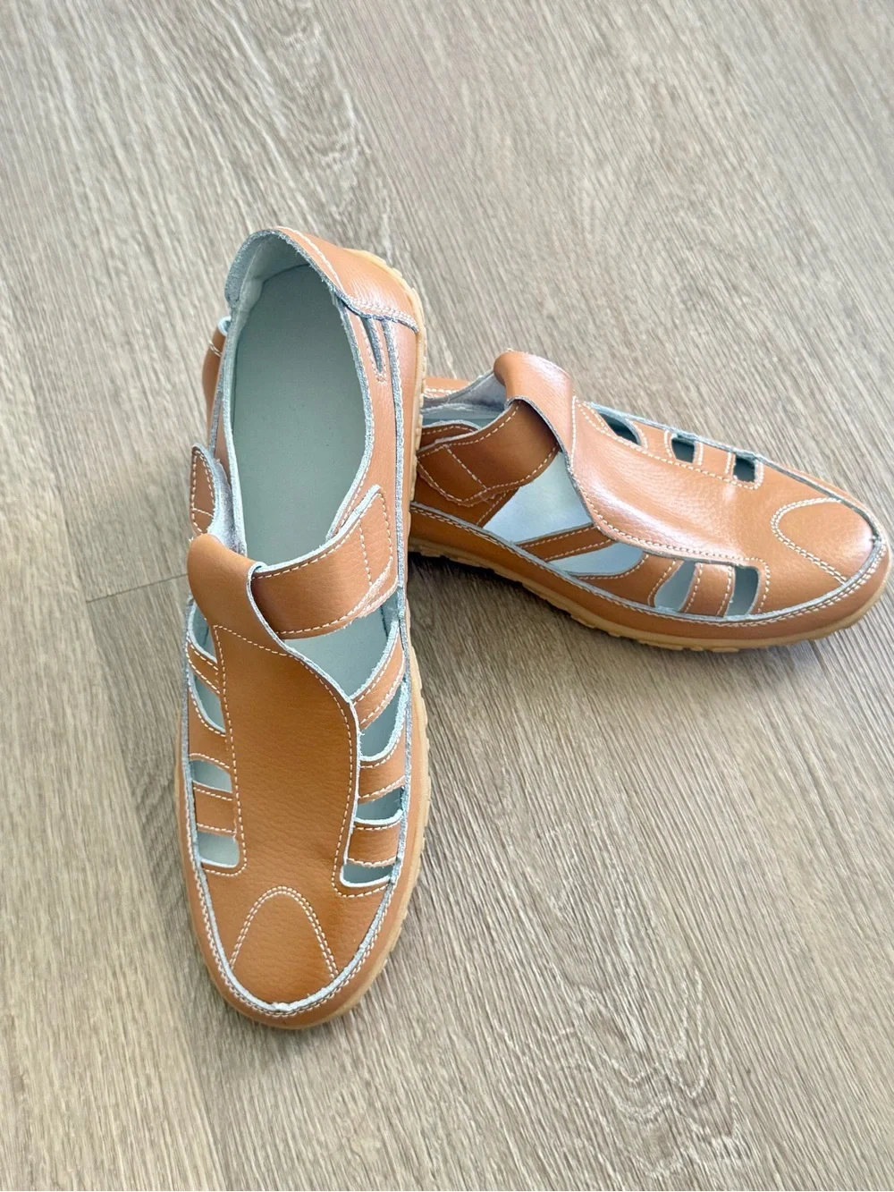 Women's Brown Leather Orthopedic Casual Walking SandalsComfortShoesSize 42(US11)